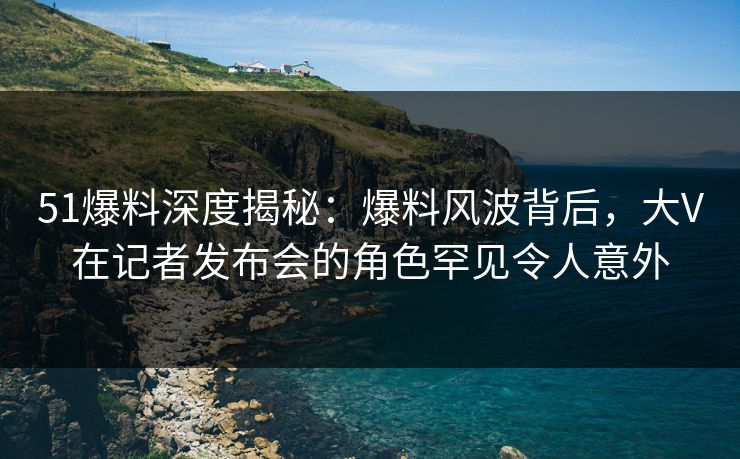 51爆料深度揭秘：爆料风波背后，大V在记者发布会的角色罕见令人意外