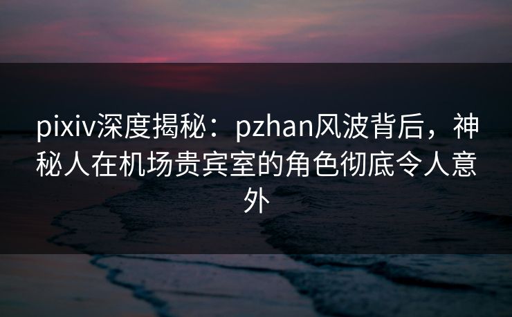 pixiv深度揭秘:pzhan风波背后,神秘人在机场贵宾室的角色彻底令人意外 pixiv深度揭秘:pzhan风波背后,神秘人在机场贵宾室的角色彻底令人意外