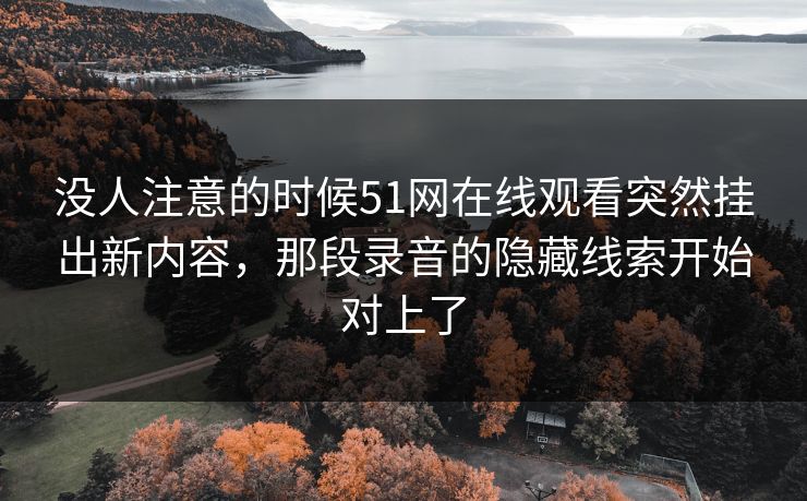没人注意的时候51网在线观看突然挂出新内容,那段录音的隐藏线索开始对上了 没人注意的时候51网在线观看突然挂出新内容,那段录音的隐藏线索开始对上了